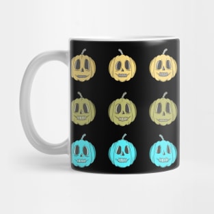 Colorful Yellow Green and Turquoise Halloween pumpkin Day of the Dead Candy Skull themed Mug